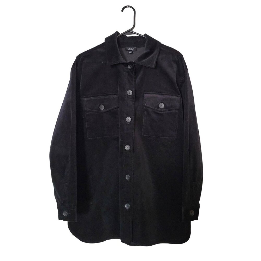 Jones New York Black Corduroy Oversized Shacket Shirt Jacket Unisex